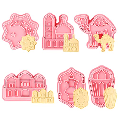 Eid Mubarak Biscuit Moule 6 Pièces Moule à Biscuit Ramadan Biscuit Cutter à l'Aïd Moubarak Musulman Emporte-Pièce Islamique Coupe-Biscuits Islamique Appuyez sur le Moule à Biscuits Pour Fête Enfants Cover