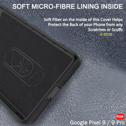 Image of TheGiftKart Liquid Silicon Back Cover Case for Google Pixel 9 / Pixel 9 Pro | Shockproof Military Grade Protection | Micro-Fibre Cloth On Inner Side | Built-in Anti-Slip Grip Case Cover (TPU, Black)