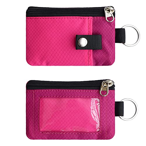 Image of CHENSPRX Minimalist RFID Blocking Small Wallet with ID Window,WaterResistant Zip Id Case Wallet with Lanyard Keychain for Cards,Cash,Travel,Women,Men