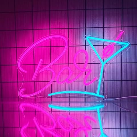 Bar neon sign, Neon Bar Sign for Home Bar Wall Decor, USB Powered Led Neon Light, Cocktail Sign for Pub Bar Party Man Cave Bedroom Cover