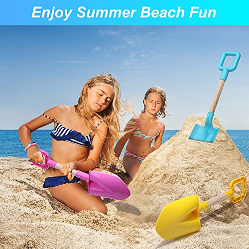 Jumbo Beach Shovels,16 Inch Sand Shovels For Kids,Beach Shovels For Kids Heavy Duty,Shovel Beach Long Handled,Sand Toy Shovel,Plastic Wooden Shovel For Shoveling Sand And Snow For Kids 3 Pack,Pink #TOP4