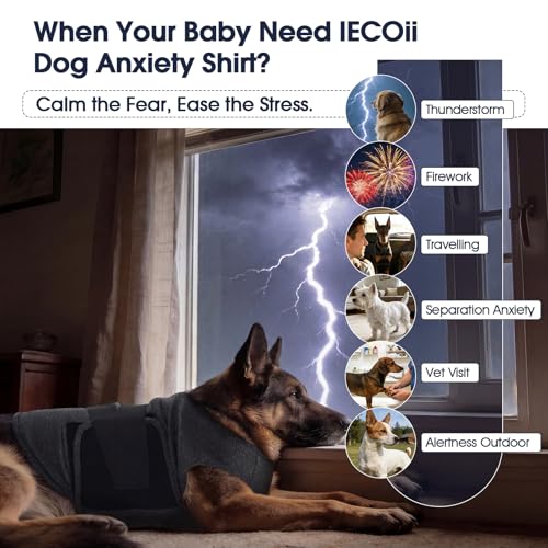 IECOii Adjustable Dog Calming Shirt,Anxiety Vest for Small Dogs Calm Suit for Dogs Soft Dog Anxiety Relief Jacket Lightweight Dog Coats for Stress Relief Thunderstorm Vet Visits(DarkGray,S) - Image 4