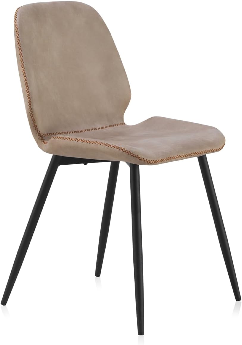 Silla Tapizada Beige Con Patas De Metal, Pack of 2 Unidades