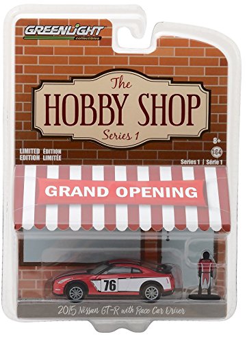 2015 Nissan GT-R R35 Red #76 with Race Car Driver The Hobby Shop Series 1 1/64 Diecast Model Car by Greenlight 97010 E