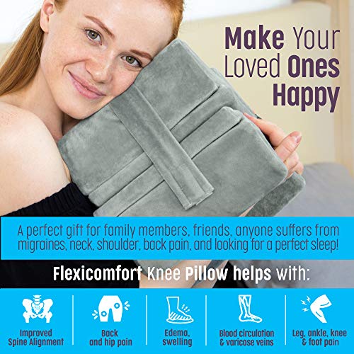 Flexicomfort Knee Pillow For Side Sleepers - Removable Memory Foam Layers To Customize Thickness - Orthopedic Hip Pillow For Between Legs When Sleeping - Leg Pillow For Lower Back Pain, Sciatica #TOP5