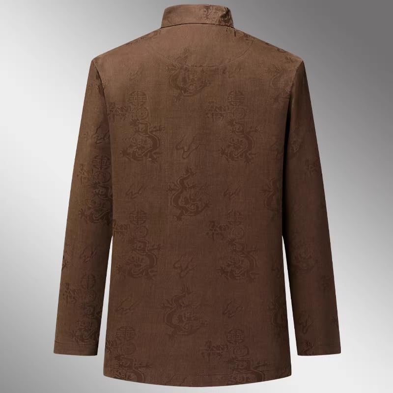 Men's Jacket Chinese Style Tang Suit Long Sleeve Jacket Printed Mandarin Collar Cotton Spring Autumn Middle Aged Top2