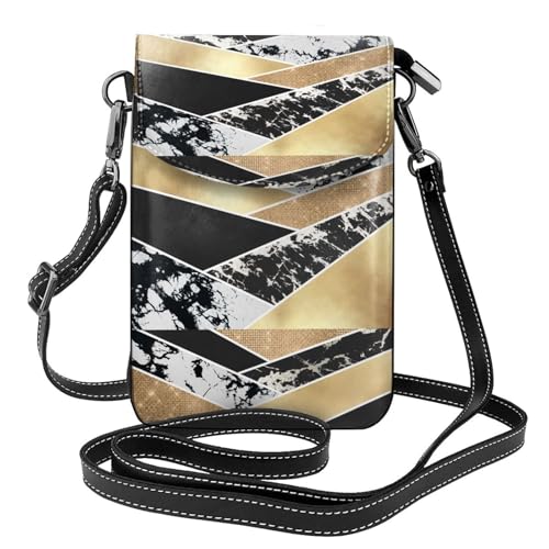 Petit sac bandoulière marbre noir et blanc doré porte-téléphone femme