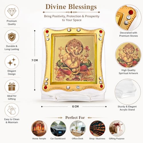 Image of Lord Ganesha Idol for Car Dashboard, Decorative Showpiece for Home, Office & Temple Decor, Spiritual Gift Item