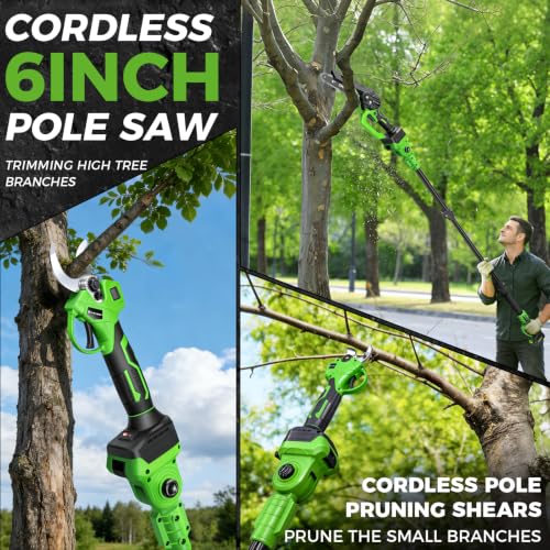 Image of 4-in-1 Electric Pole Saw&Pruning Shear Combo, 6 inch Pole Saw for Tree Trimming