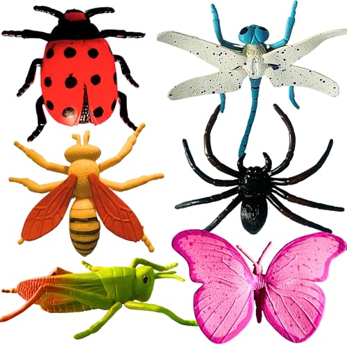 Image of Realistic Insect Toys for Kids 6Pcs Mid Size Reptile Bug Animal Figure Toy for Boys & Girls, Butterfly for 3+ Years Old Boys, Girls, Prank Items for Kids and Children(MID Insect)
