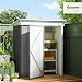 Outsunny Metall Gerätehaus 1,36m² 161 x 95 x 181cm Geräteschuppen mit Pultdach Fundament verstellbare Regale Abschließbarer Tür wetterfest Gartenhaus Outdoor Garten Schuppen für Außenbereich
