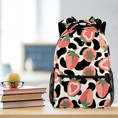 Sac à dos fraises roses idéal pour les cours et sorties des ados - 6