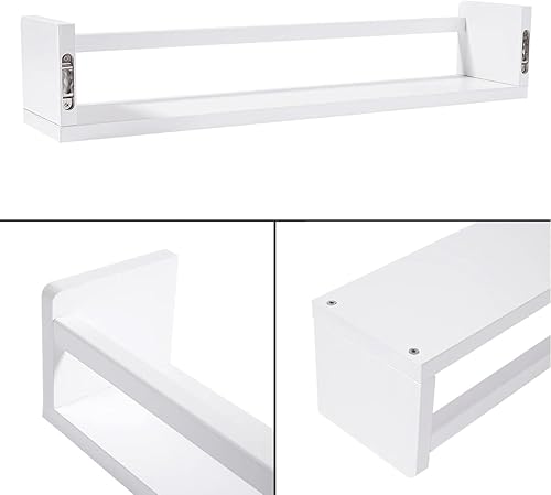 Miniatura 5 de AZSKY Estanterías flotantes blancas de 24 pulgadas para pared, juego de 3, decoración de habitación de bebés y niños, estantes montados en la pared