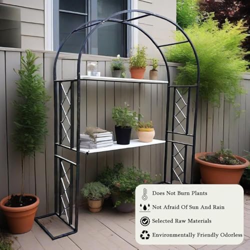 Heavy Duty Garden Arch Wedding Arbor - Weather Resistant Pergola Trellis for Climbing Plants, Outdoor Decorations, Backyard Ceremony, Party (White, 71" W x 90.5" H)