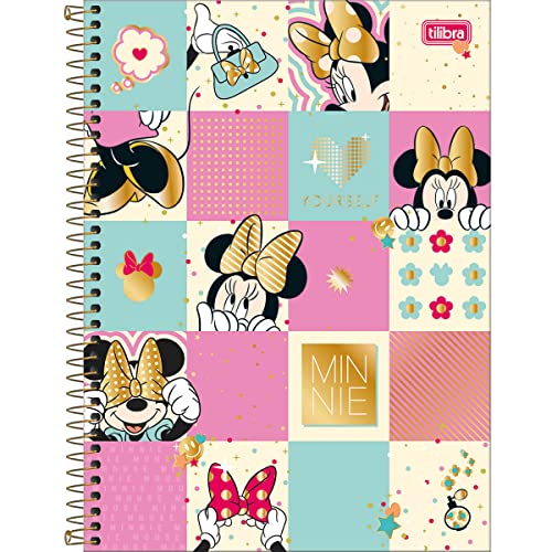 Caderno Espiral Capa Dura Universitário 10 Matérias 160 Folhas Minnie - Quadriculados Coloridos - Tilibra 1 512fv5f9NqL