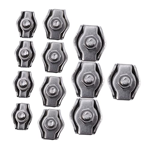12 Piezas Arrojar kit de alambre abrazadera de cable de acero inoxidable pernos clip de cable empalmador de cables individuales abrazadera de cable de un solo perno Metal conector