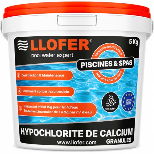LLOFER – 5 Kg Hypochlorite de Calcium granulés - Chlore Choc - Eau Verte & Trouble - chloration Choc Piscine