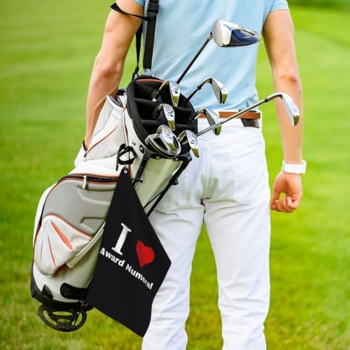 JNCBAZT I Love Award Numeral Golf Towel 24x16in with Carabiner Clip Waffle Pattern Golf Towel Cleaning Towel Golf Gifts for Men Women