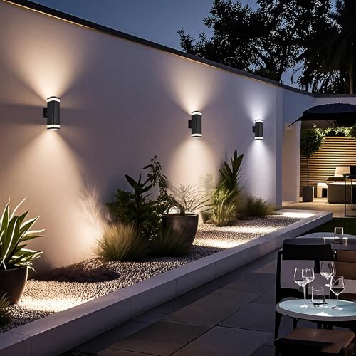 Image of rosykite LED Outdoor Wall Sconce, Dusk to Dawn Outdoor Lighting Fixture, Modern Up Down Porch Lights ETL Listed, Aluminum Exterior Wall Lights for Garage Door,House,Patio 2 Pack