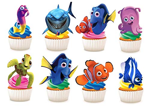 Ediblecakedecorations - Lot de 30 décorations en papier comestible pour cupcakes et gâteaux Le Monde de Nemo - 30 pièces - Décorations de gâteau - Multicolore