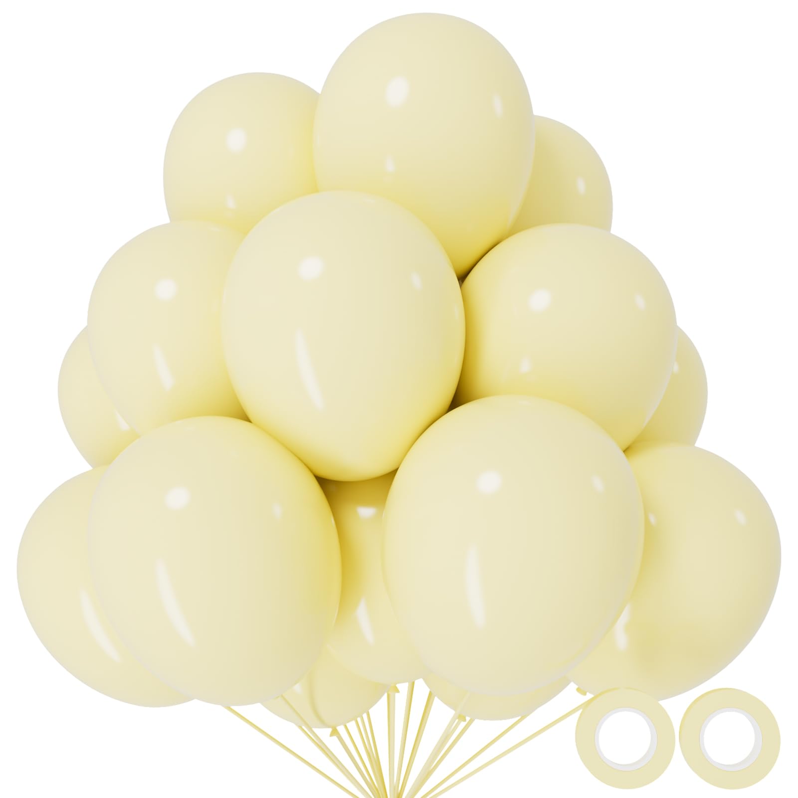 Photo 1 of 110pcs Pastel Yellow Balloon 12 Inch, Pastel Yellow Latex Balloons for Birthday Party Baby Shower Wedding(with 2 Ribbons).