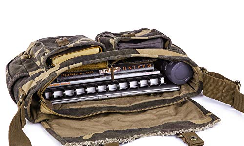 Gootium Canvas Messenger Bag - Vintage Shoulder Bag Frayed Style Boho Satchel, Camouflage #TOP4