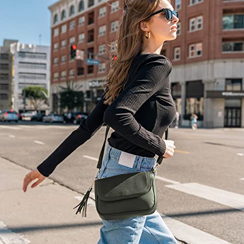 Image of EVVE Small Crossbody Bags for Women Trendy Flap Saddle Purses with Tassel Vegan leather Shoulder bag