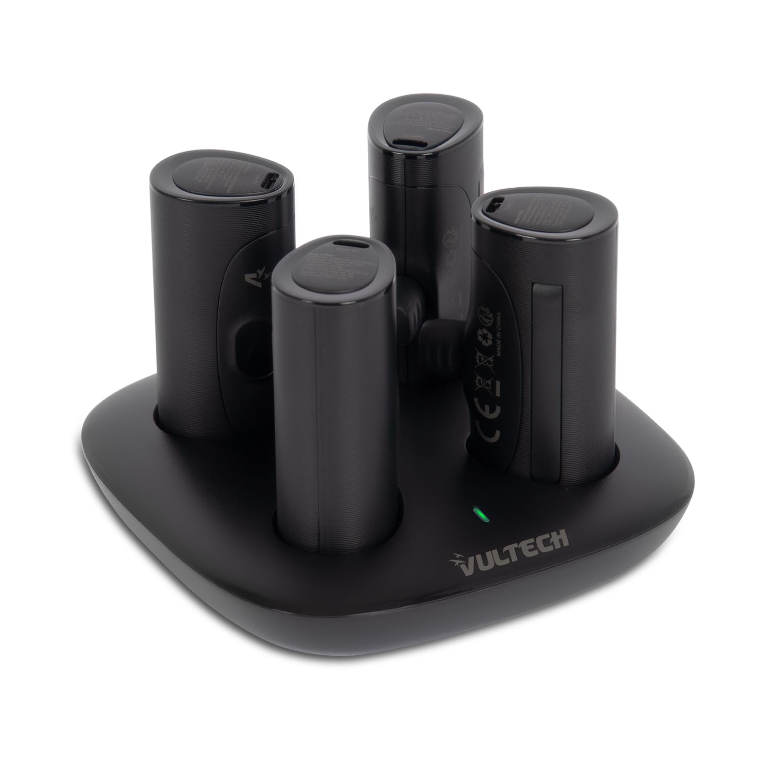 VulTech VPB-ST5BK-4 Kit Stazione di Ricarica con 4 Mini Powerbank 5000mAh – Ultra Compatti con Display LED – Connettori Type-C e Lightning – Ricarica Rapida PD 20W – Protezione Sovraccarico – Nero