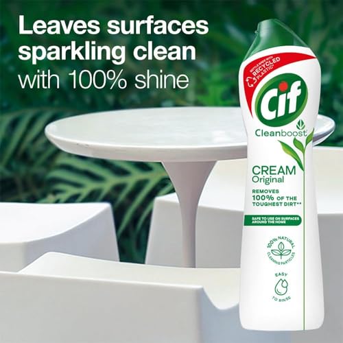 Image of Cif Original Multipurpose Surface Cleaner Cream for Kitchen & Bathroom, Ocean Breeze Scent, 100% Dirt Removal with Natural Cleaning Particles, 2x500ml