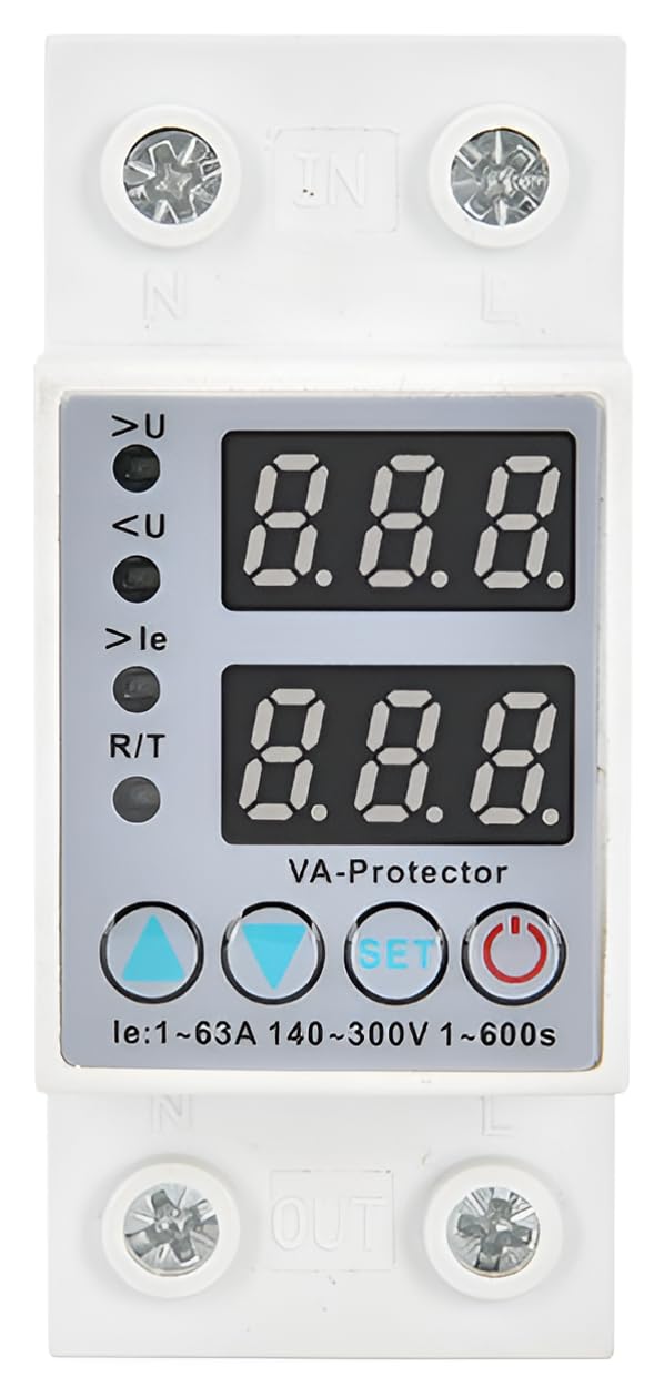 Sponsored Ad - XPR3SS Automatic Over/Under Voltage and Over Load Protection (Adjustable Setting) with Auto Re-Connect LED Display Standard Din-Rail Mounted Single Phase 220V, 63A (13.8kW)
