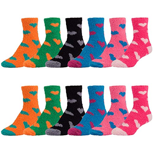 Image of Women's Fuzzy Plush Soft Slipper Socks, Fluffy Winter Holiday Cozy Value Pack Socks