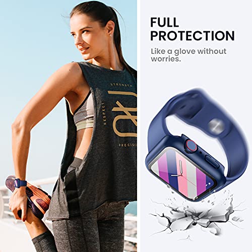 Image of Tensea for Waterproof Apple Watch Screen Protector Case 40mm SE 3 /SE 2nd Generation /SE /Series 6 /5 /4 Accessories, iWatch Protective PC Face Cover with Tempered Glass Film for Women Men, 40 mm