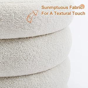 Onevog pouf ottoman with storage round small foot rest stool for couch tall chair sherpa boucle ottoman seat with removable lid suitable for dormvanitybedroomliving room off white  urban country home decor