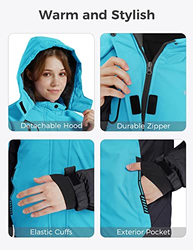 Wantdo Little Kids Girls' Waterproof Skiing Jacket Warm Snow Coats Windproof Raincoats Light Blue 6-7 #TOP5