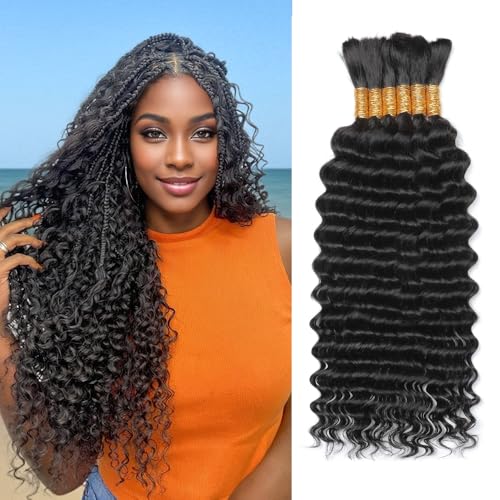Boho Hair for Braiding 150g 6 Bundles/Pack 20 Inch Human Braiding Hair for Boho Braids Curly Deep...