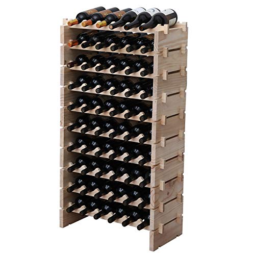 Comparison: Best Wine Bottle Cabinet Storage 11 fdjamy Wine Rack Solid Wood Stackable Storage Wooden Wine Rack Wine Cabinet (60 Bottles, Natural Color)