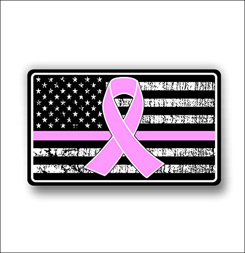 Cancer Support American Flag Vinyl Sticker for Cars laptops Truck Windows 5x3 inches