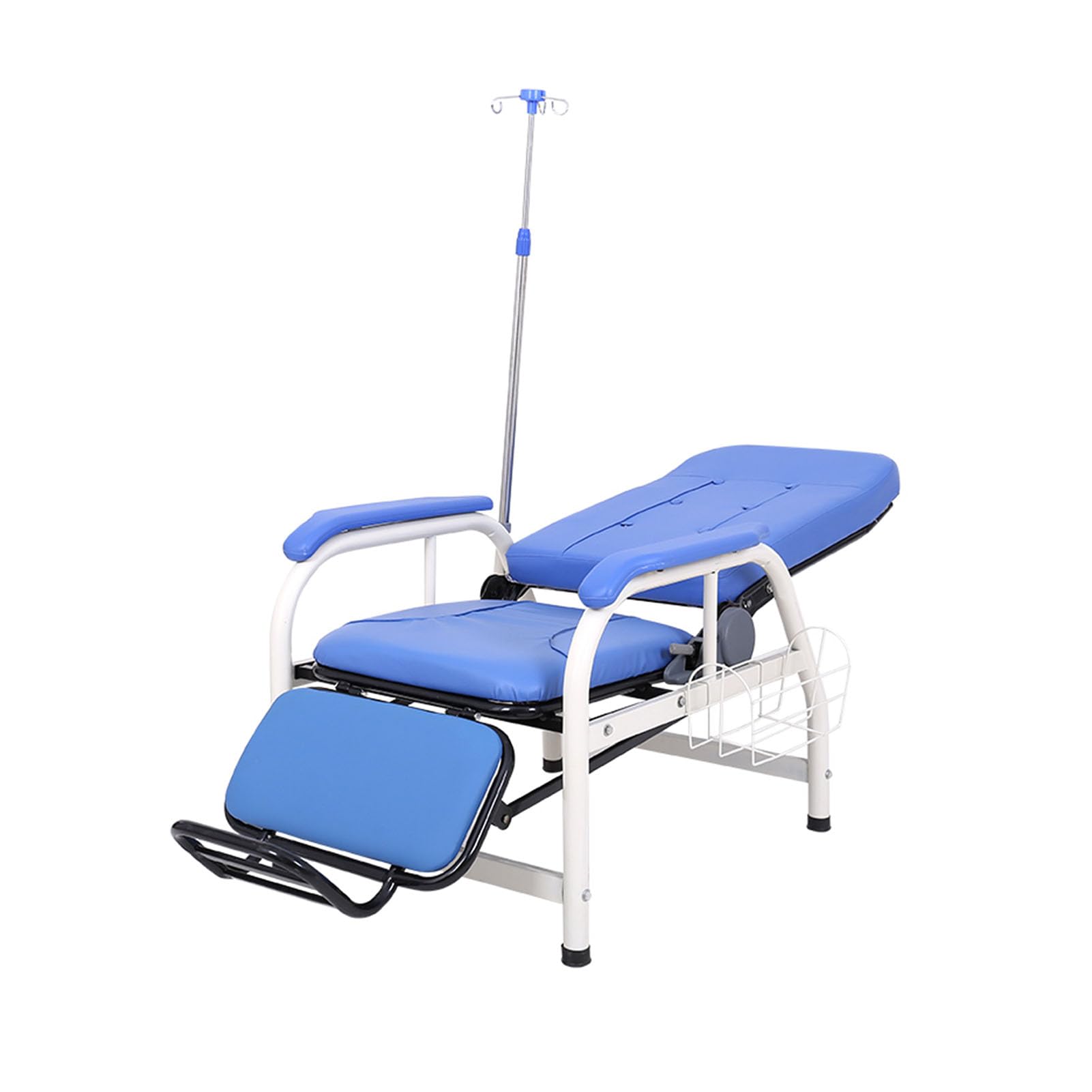 ASerZenith Phlebotomy Blood Draw Chair With Iv Stand, Single Infusion Chair, Fully Reclining Lobby Bench Reception Chair With Footrest And Leg Support,Fullyreclined+Footrestandle