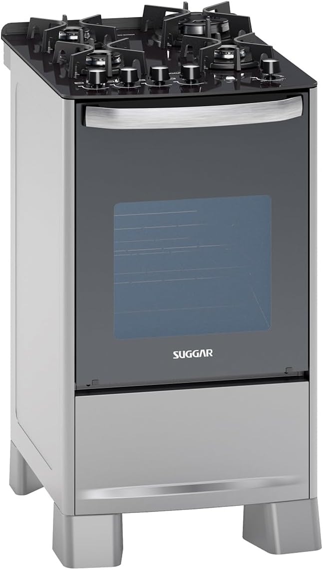 SUGGAR FOGÃO MASTER GRILL PRATA MESA DE VIDRO 4 BOCAS TRIPLA... - imagem principal do produto