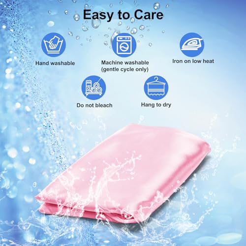 Image of Satin Pillowcase for Cervical Pillow, Ergonomic Case, Smooth & Silky Soft Sleeping Pillowcase, Pink Pillow Cover with Zipper