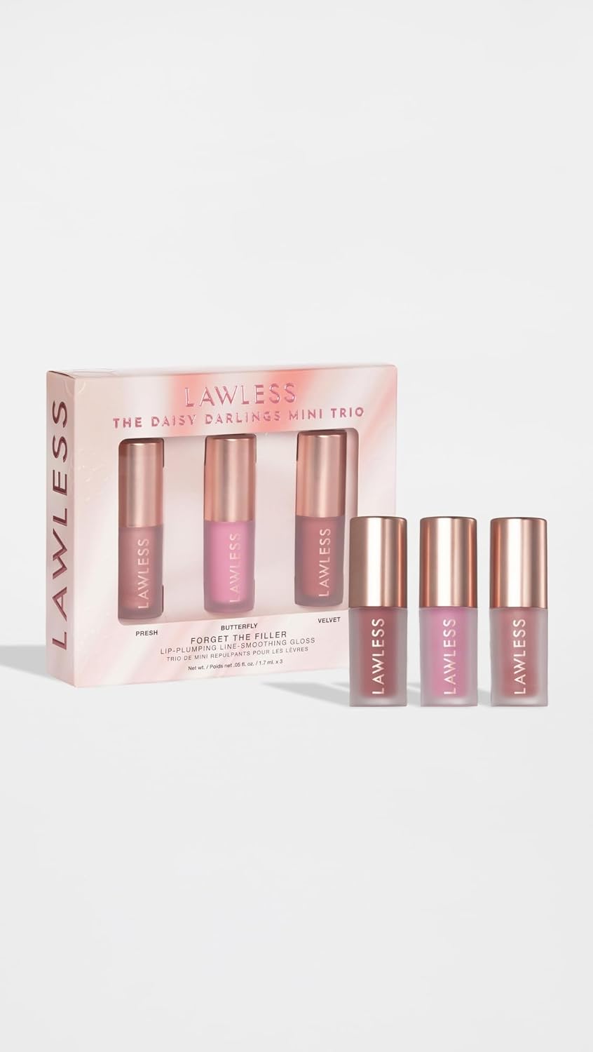 Lawless The Daisy Darlings Mini Trio – Forget The Filler Lip Plumping Line Smoothing Gloss Set – 3 x 0.05 fl. oz – Shades: Presh, Butterfly, Velvet - Image 2