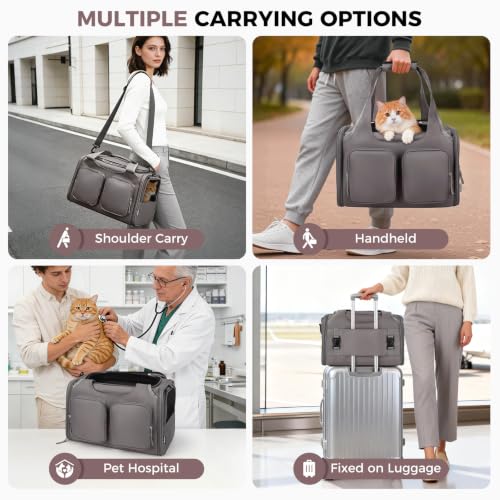 Image of Dog Cat Carrier Airline Approved Collapsible Soft-Sided Pet Travel Bag