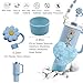 Stanley Tumbler Cup Accessories Set - 20oz, 30oz, 40oz With Silicone Straw Cover, Water Bottle Handle Strap, Charms, Silicone Cup Boot (Blue)