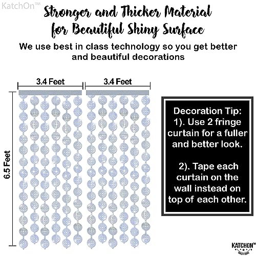 Image of Silver Disco Ball Streamers Curtain - Pack of 2 | Disco Ball Party Decorations | Bachelorette Party Decorations | Birthday Decorations, Bridal Shower Decoration, Engagement, Wedding Decor, KatchOn