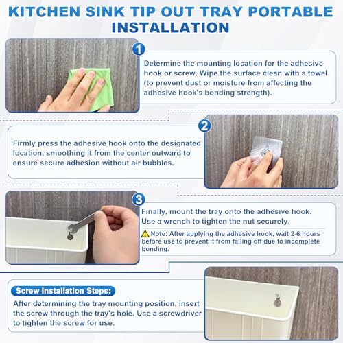 Image of Upgraded 11 inch Tip-Out Plastic Sink Trays Kitchen Sink Tip Out Tray