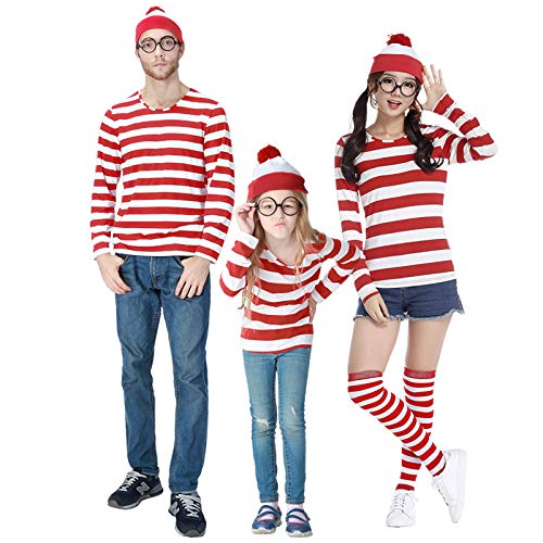 ウォーリー　を　探せ　コスプレ　Where’s Wally ペア　カップル Amazon.co.jp: [brightcos] ハロウィン コスプレ ウォーリーを