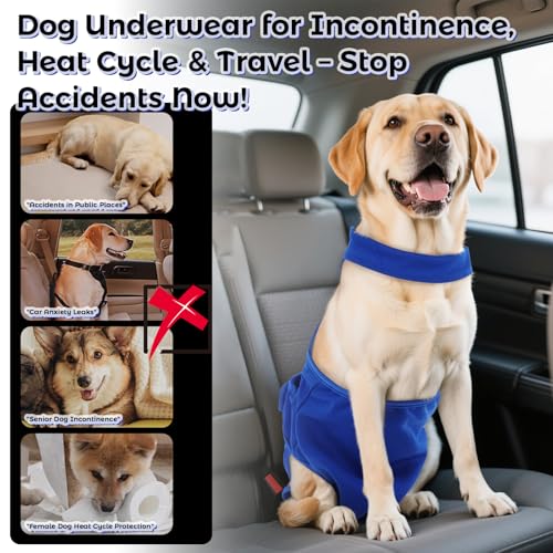 Image of QBLEEV Female Dog Diapers with Adjustable Suspenders - Washable Sanitary Panties for Dogs in Heat or Incontinence, Escape-Proof Reusable Pet Period Underwear Onesie for Small to Large Breeds