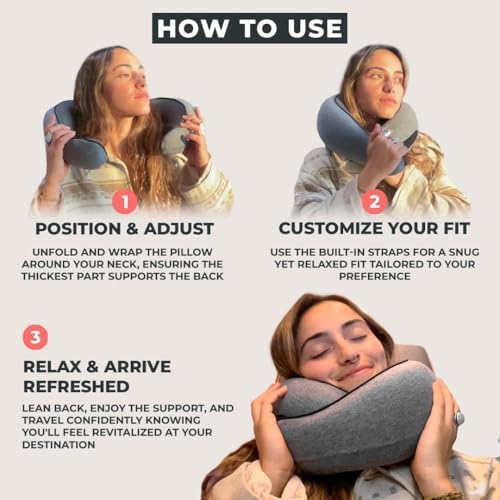 Image of Umerci Travel Pillow for Flights & Car - Memory Foam Travel Neck Pillow for Travel, Neck Pillow for Travelling, Neck Rest Cushion for Sleeping, | Comfortable Head Support Pillow with Eye Mask (Grey)