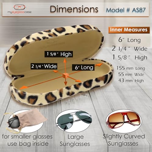 Image of MyEyeglassCase - Large Sunglasses Case - Hard Glasses Case Holder w /Pouch & Cloth - Eyeglass Case Aviator Frames Men & Women