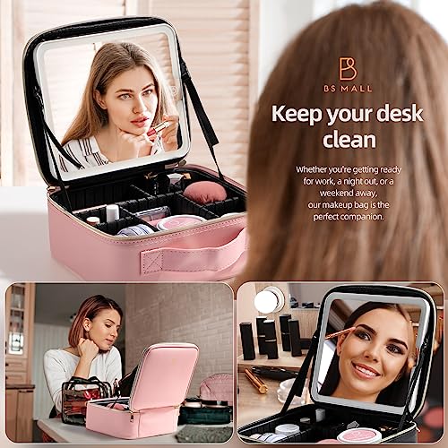 Bs-Mall BSMALL-B048 Makeup Led Case Makeup Brush Holder With Led Mirror Makeup Tool Organizer Bag Makeup Brush Bag thumb #4